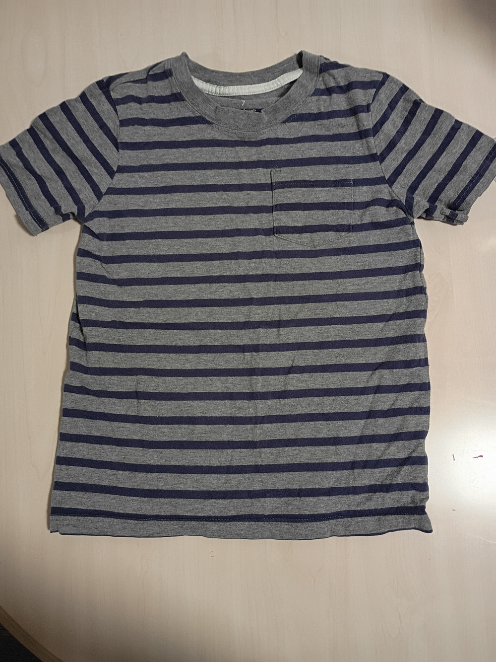 Carter's Gray & Navy Striped Short-Sleeve Pocket Tee Size 7